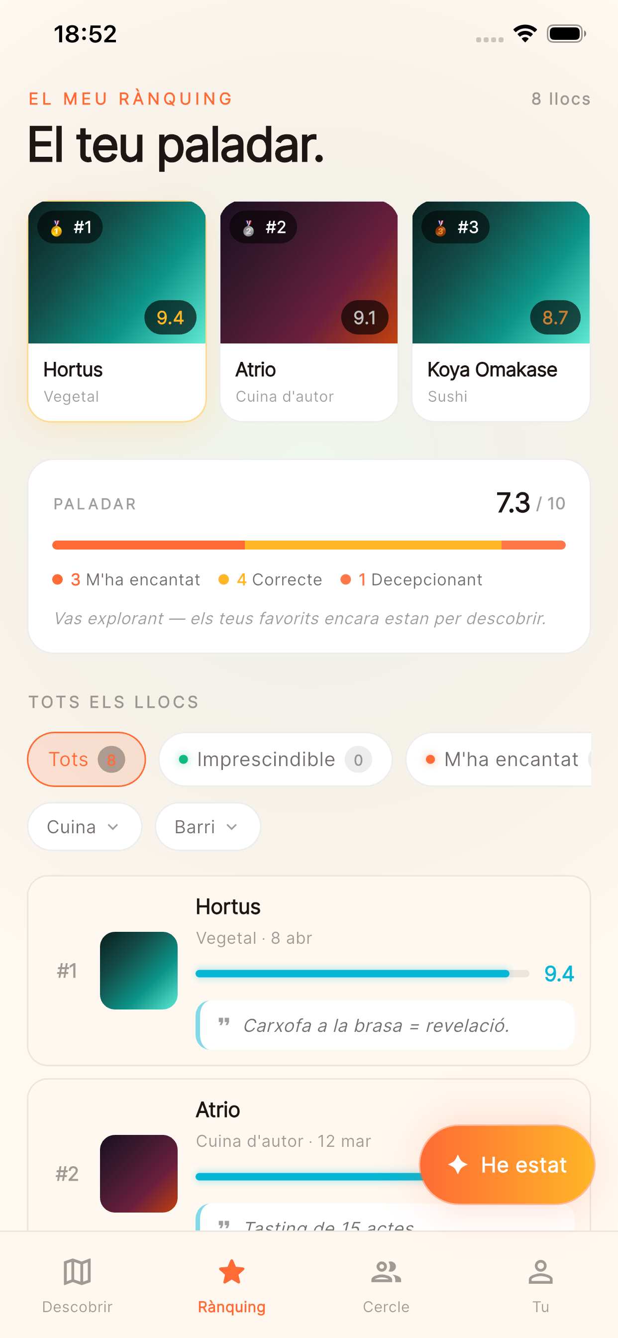 Pantalla de rànquing